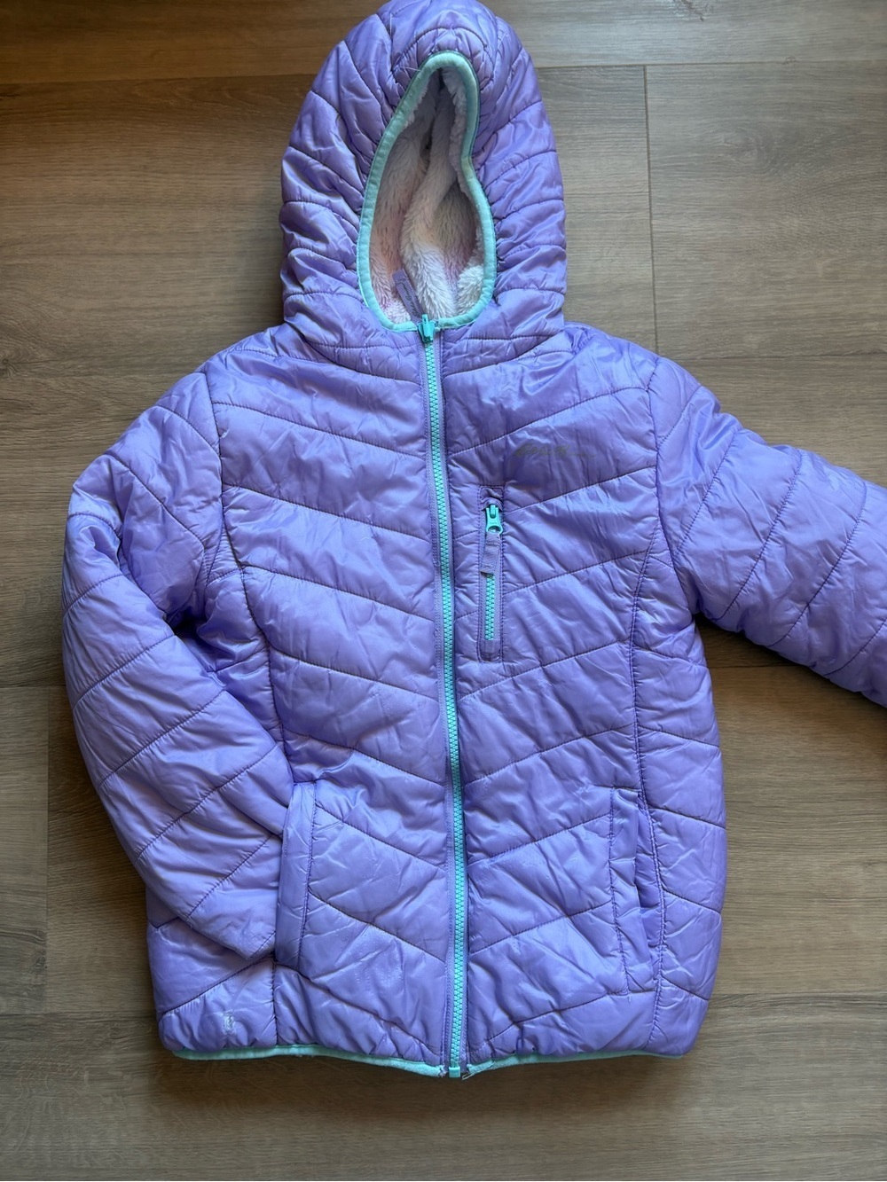 Eddie Bauer Kids Reversible Hooded Pure Puffer Jacket- size M